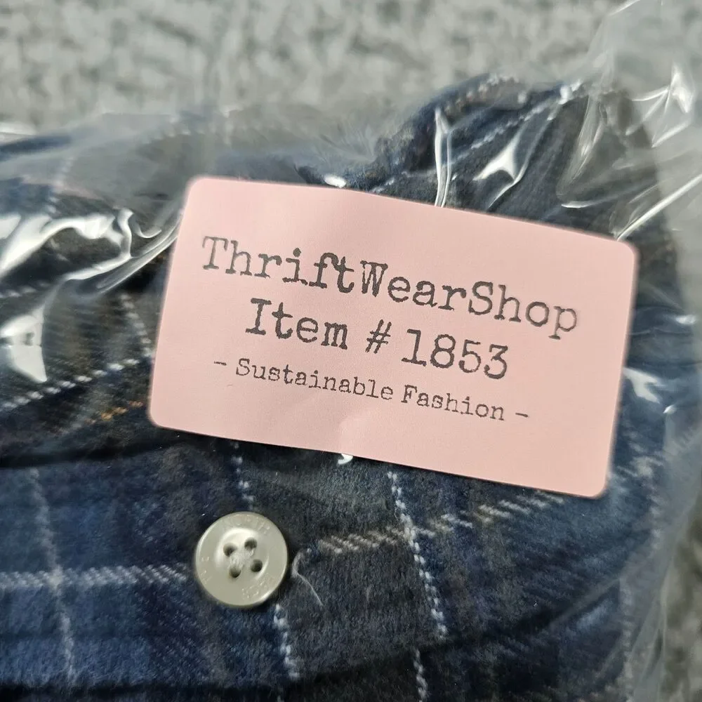 North Face Shirt Mens Medium Blue Flannel Tartan Shacket Camp Hike Gorp Heavy
